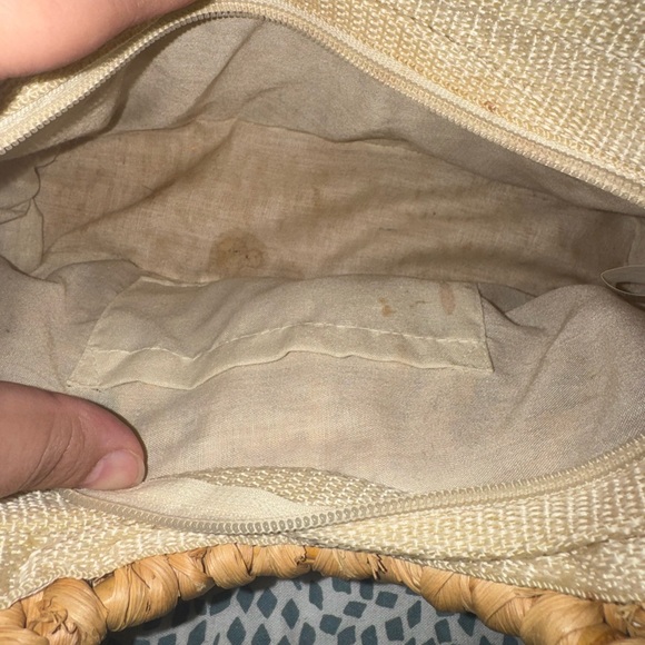 White Stag Tan Woven Tote with Bamboo Handles - Picture 4 of 5